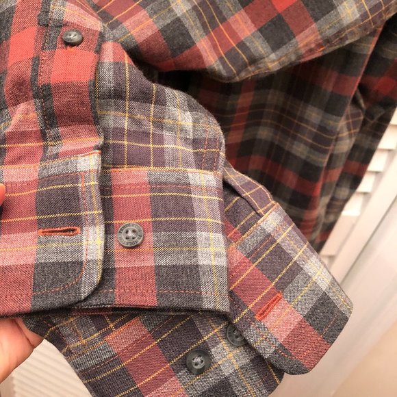 Pendleton Landry rust and gray plaid button up shirt, L - Picture 8 of 11